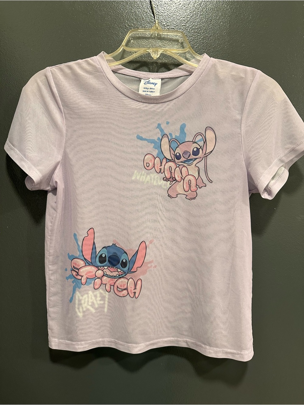 Disney Lilo & Stitch sheer baby tee girls sz 13-14 years